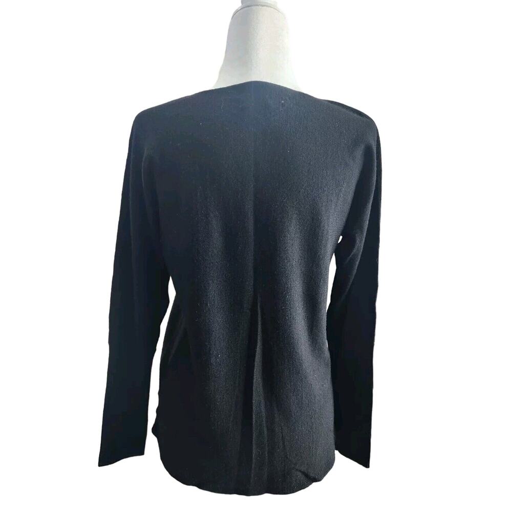 MAX STUDIO Pullover Sweater Womens M 100% Extra Fine Merino Wool Knit Top Black - Picture 3 of 8